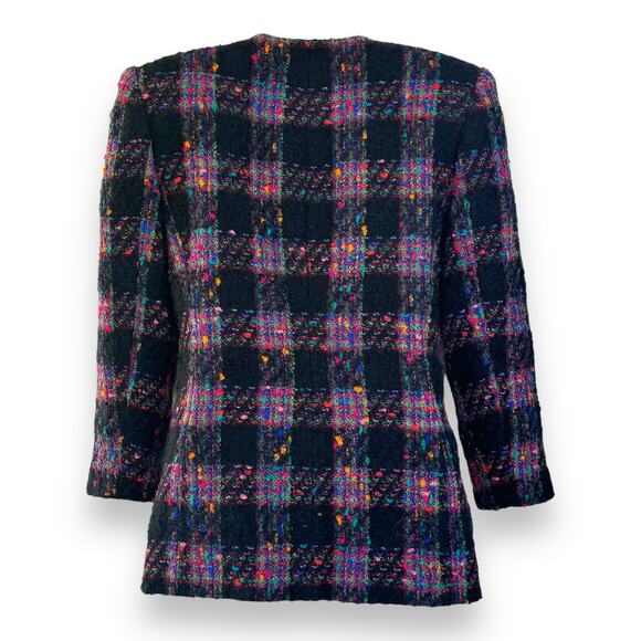 VTG Lord & Taylor Wool Mohair Blazer 4 Purple Plaid Dark Academia Old Money Ivy - Picture 2 of 9